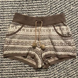 Knit tan and cream sleep shorts